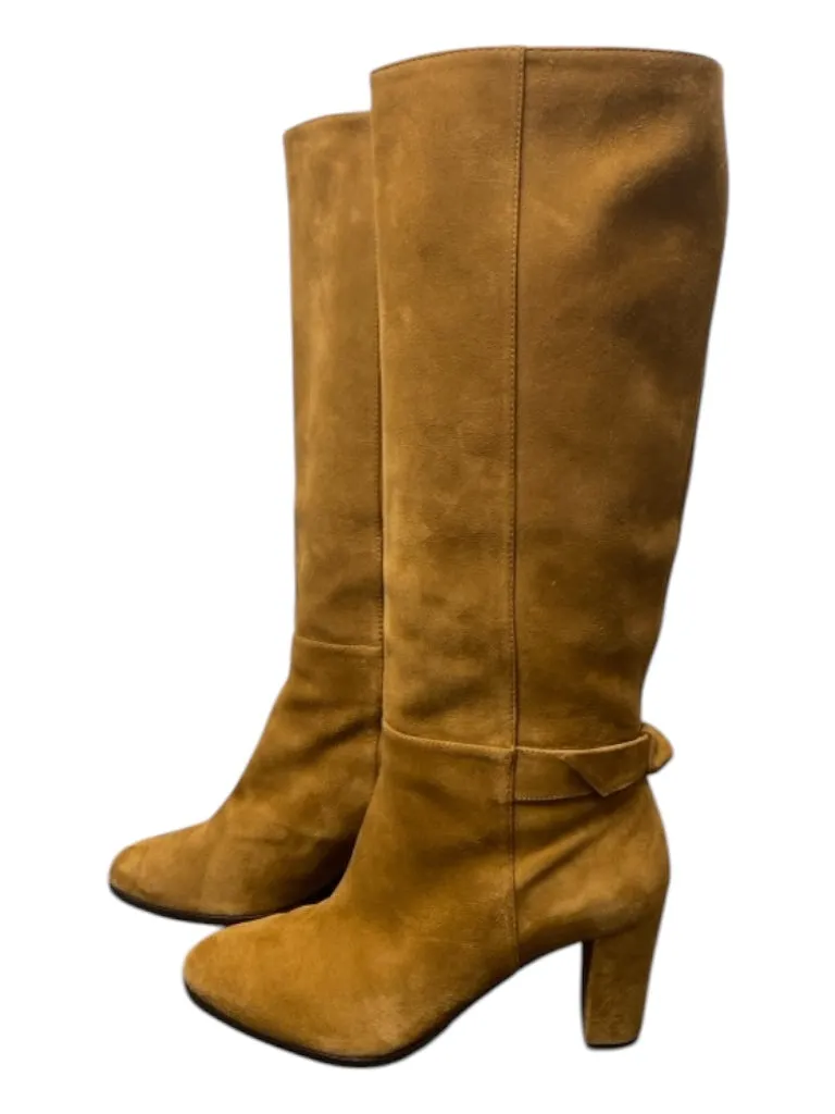 alexander birman Shoe Size 35.5 Camel Suede Almond Toe Bow Detail Heel Boots