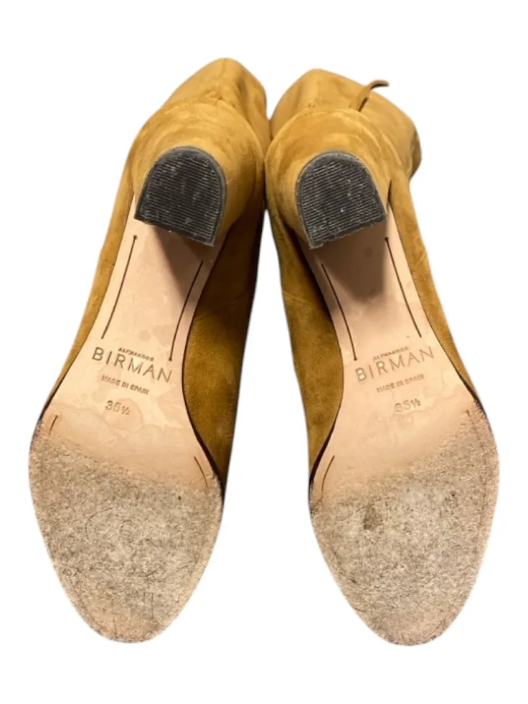 alexander birman Shoe Size 35.5 Camel Suede Almond Toe Bow Detail Heel Boots