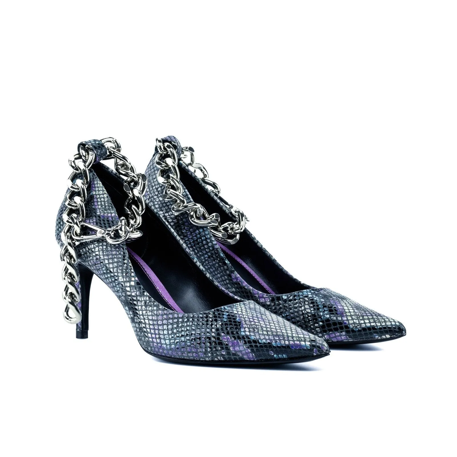 Ambrogio Bespoke Custom Women's Shoes Lilac Exotic Cascabel Snake-Skin Florence Pumps (AMBW1109)