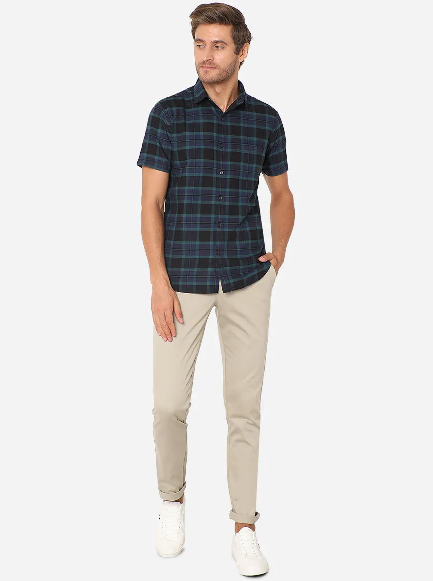 Beige Solid Super Slim Fit Casual Trouser | Greenfibre
