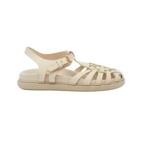 Caged Leather Flat Sandals
