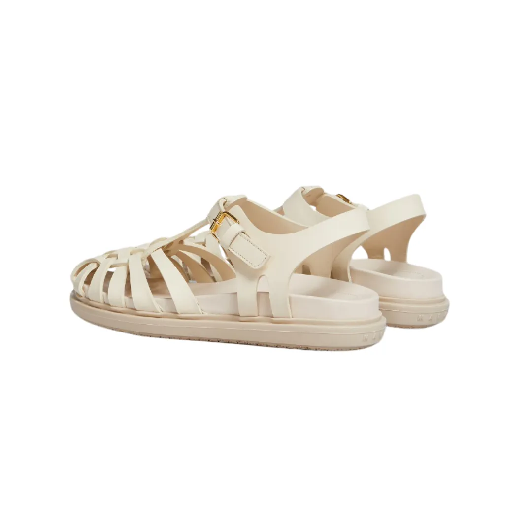 Caged Leather Flat Sandals