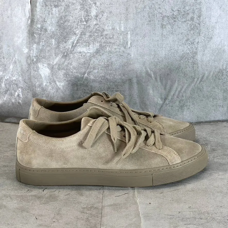 CALVIN KLEIN Men's Medium Brown Suede Adrien Plain-Toe Lace-Up Sneakers SZ 12