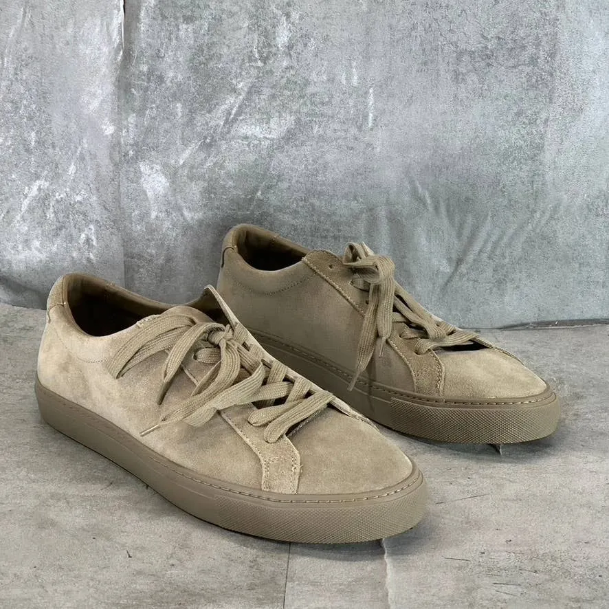 CALVIN KLEIN Men's Medium Brown Suede Adrien Plain-Toe Lace-Up Sneakers SZ 12