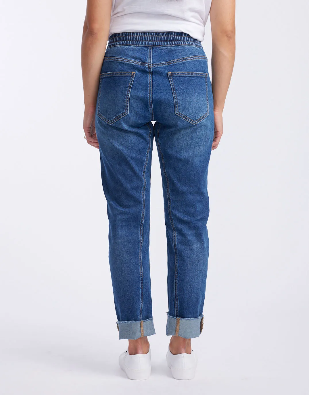 Cara Raw Hem Denim Jogger - Dark Wash