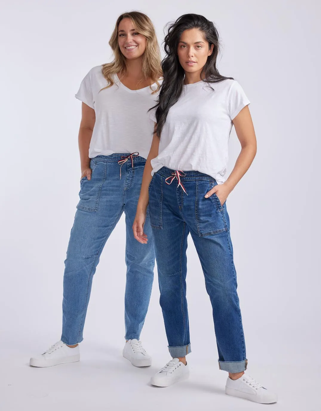 Cara Raw Hem Denim Jogger - Dark Wash