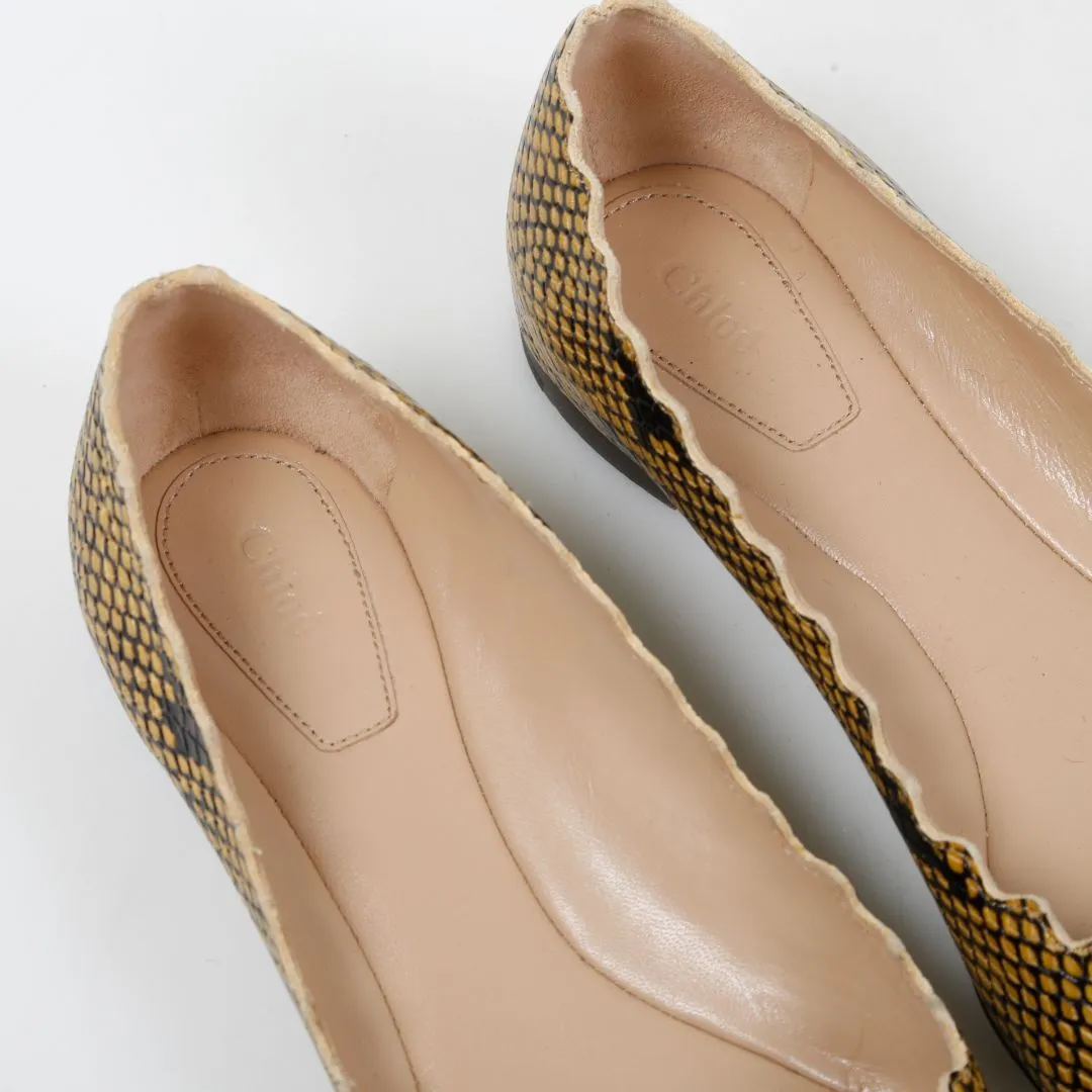 Chloe 'Lauren' Embossed Snakeskin Ballet Flats Size 36