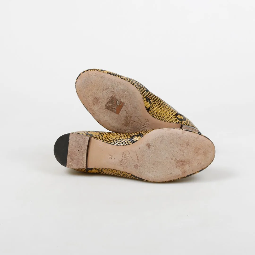 Chloe 'Lauren' Embossed Snakeskin Ballet Flats Size 36