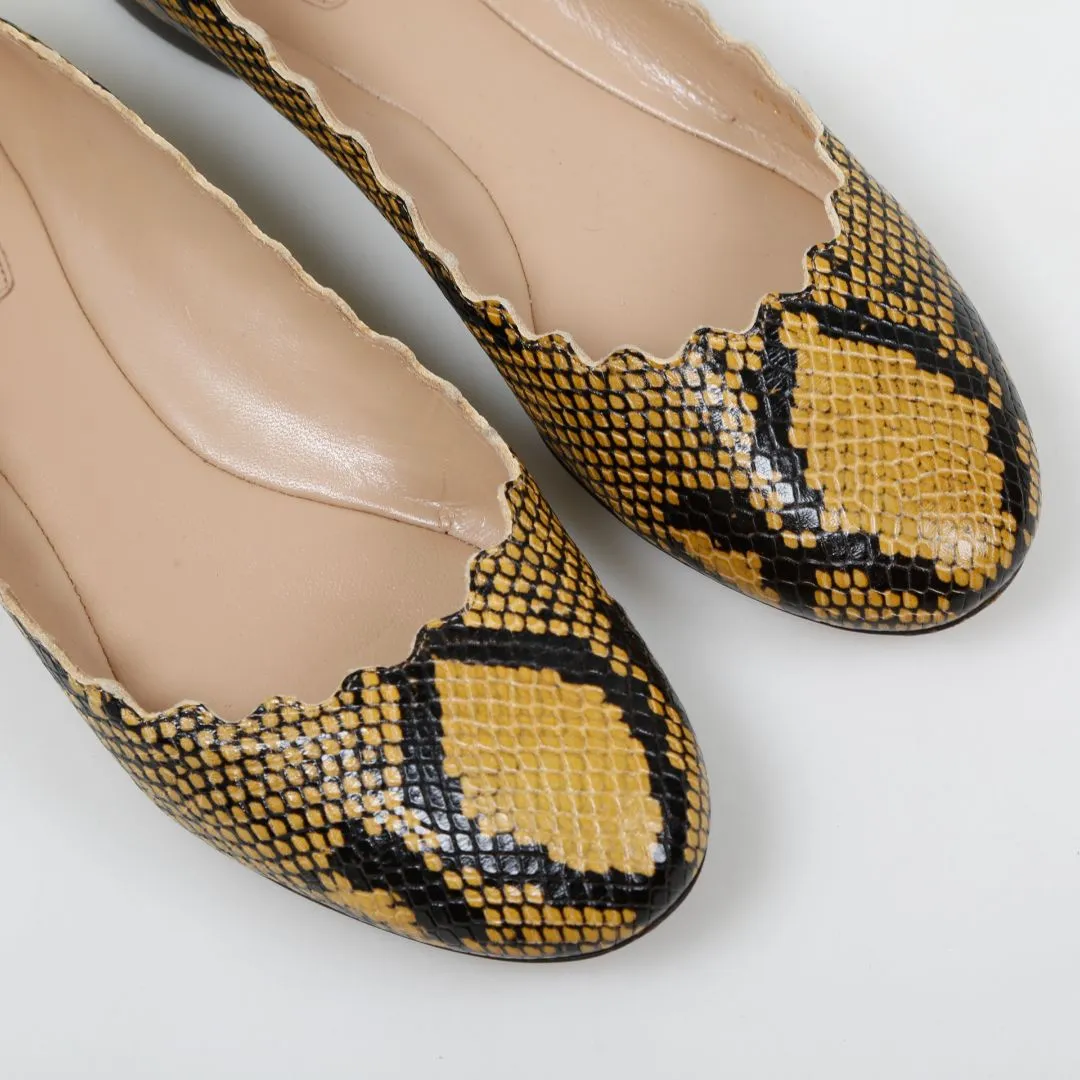 Chloe 'Lauren' Embossed Snakeskin Ballet Flats Size 36
