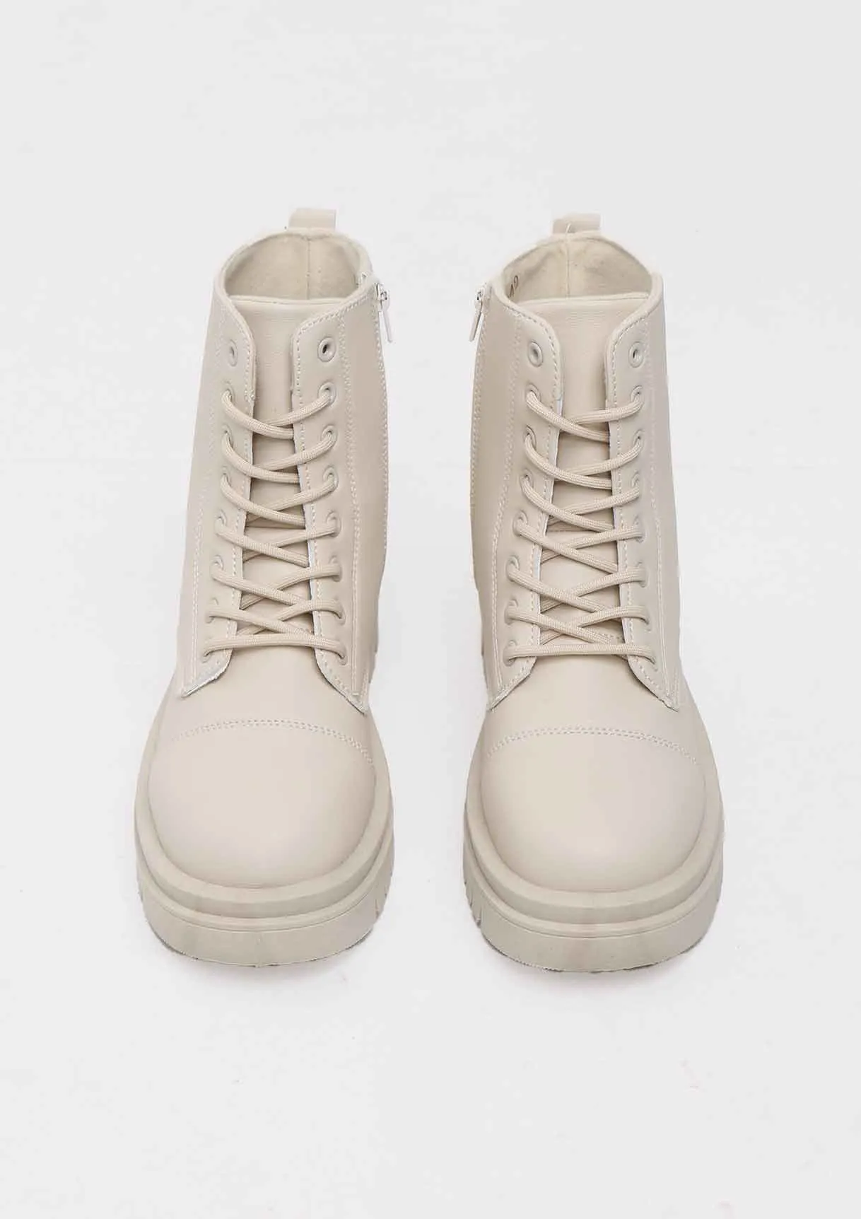Gabriella Cream Lace Up Ankle Boots