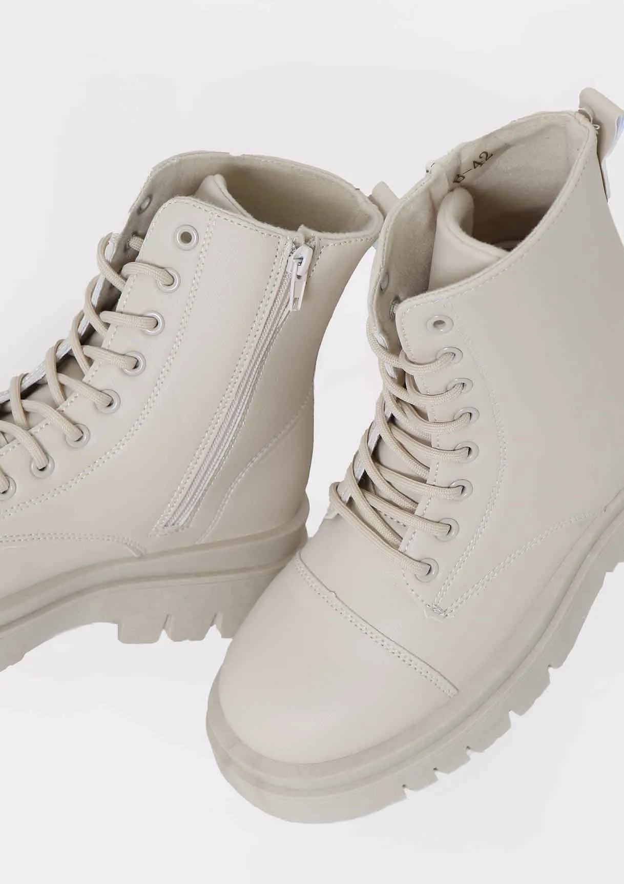 Gabriella Cream Lace Up Ankle Boots