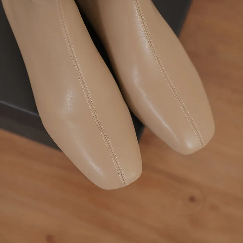 Indie Square Toe Nude Sock Ankle Boots