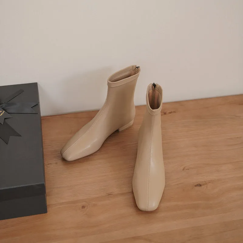 Indie Square Toe Nude Sock Ankle Boots
