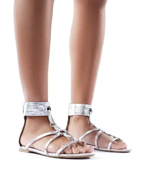 Justice Silver Croc Strappy Sandals