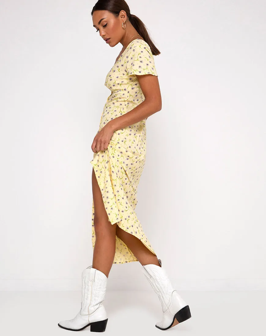 Larin Midi Dress in Wild Flower Lemon Drop