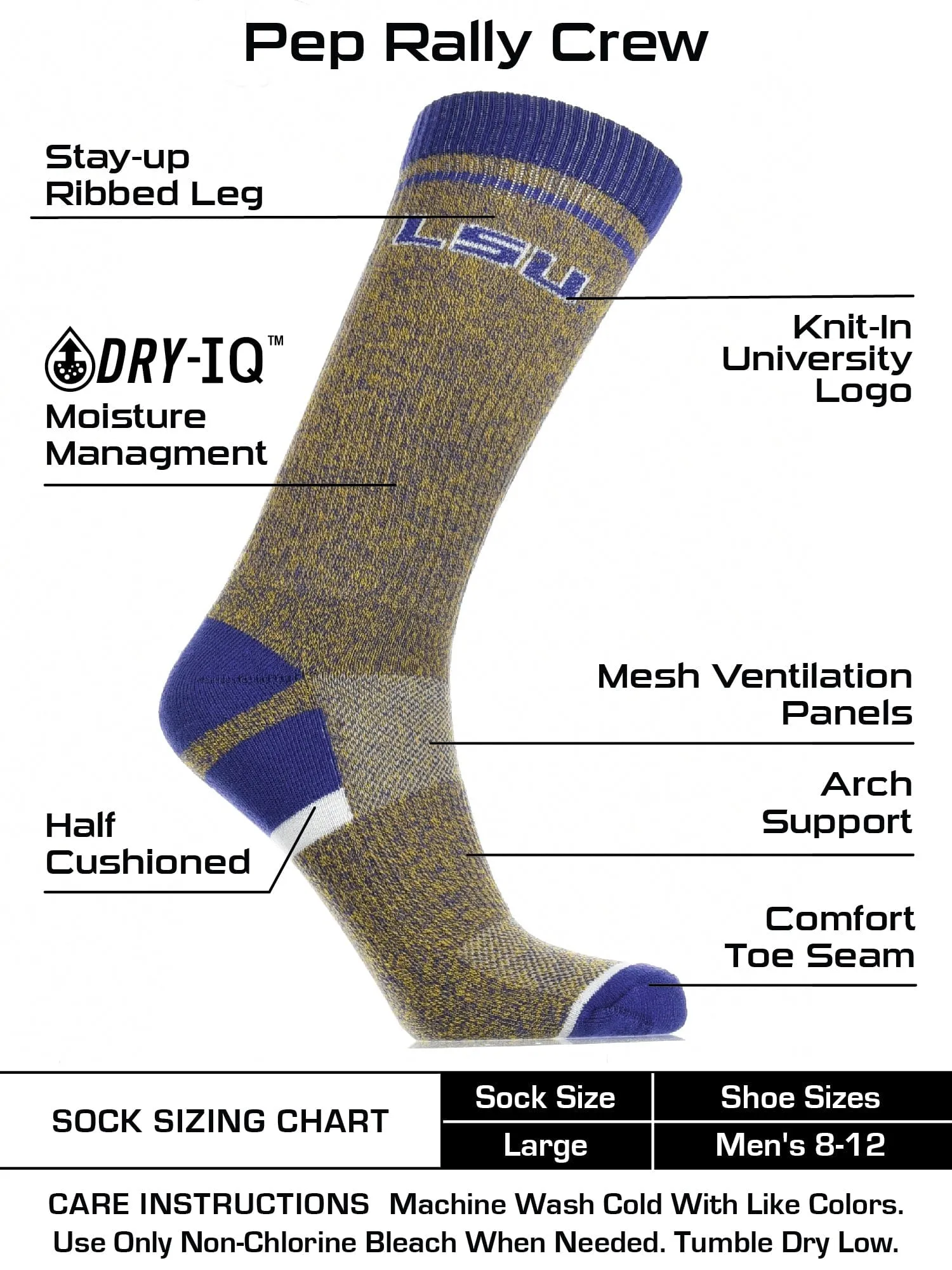 LSU Tigers Socks Victory Parade Crew Length