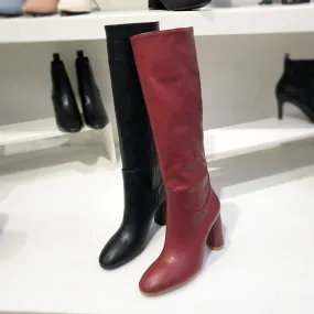 LUXE SEVEN DESIGN PULL ON KNEE HIGH BOOTS