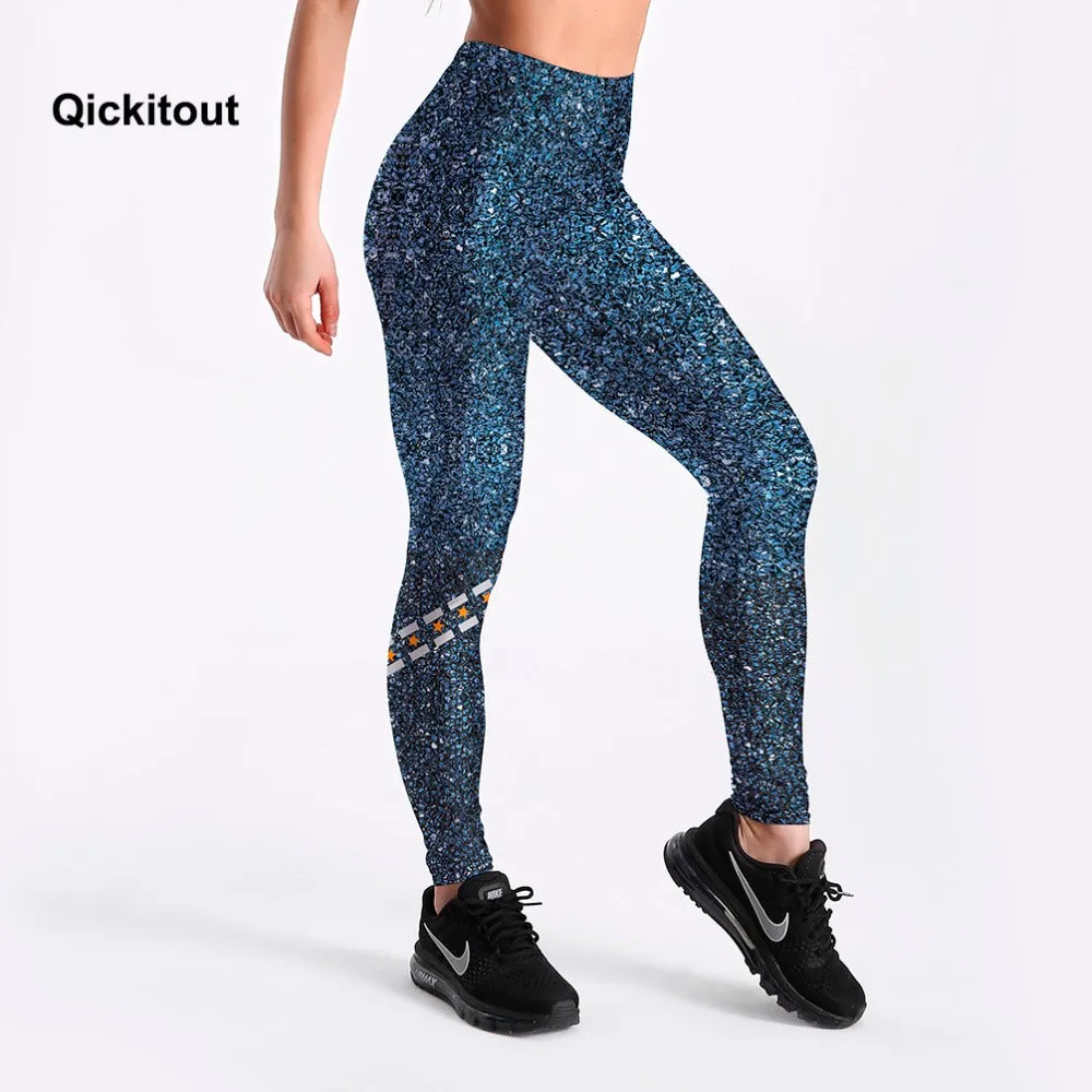 Qickitout Brands New Mesh Pattern Print Leggings fitness Leggings For Women Sporting Workout Leggins Elastic Trousers Slim Black