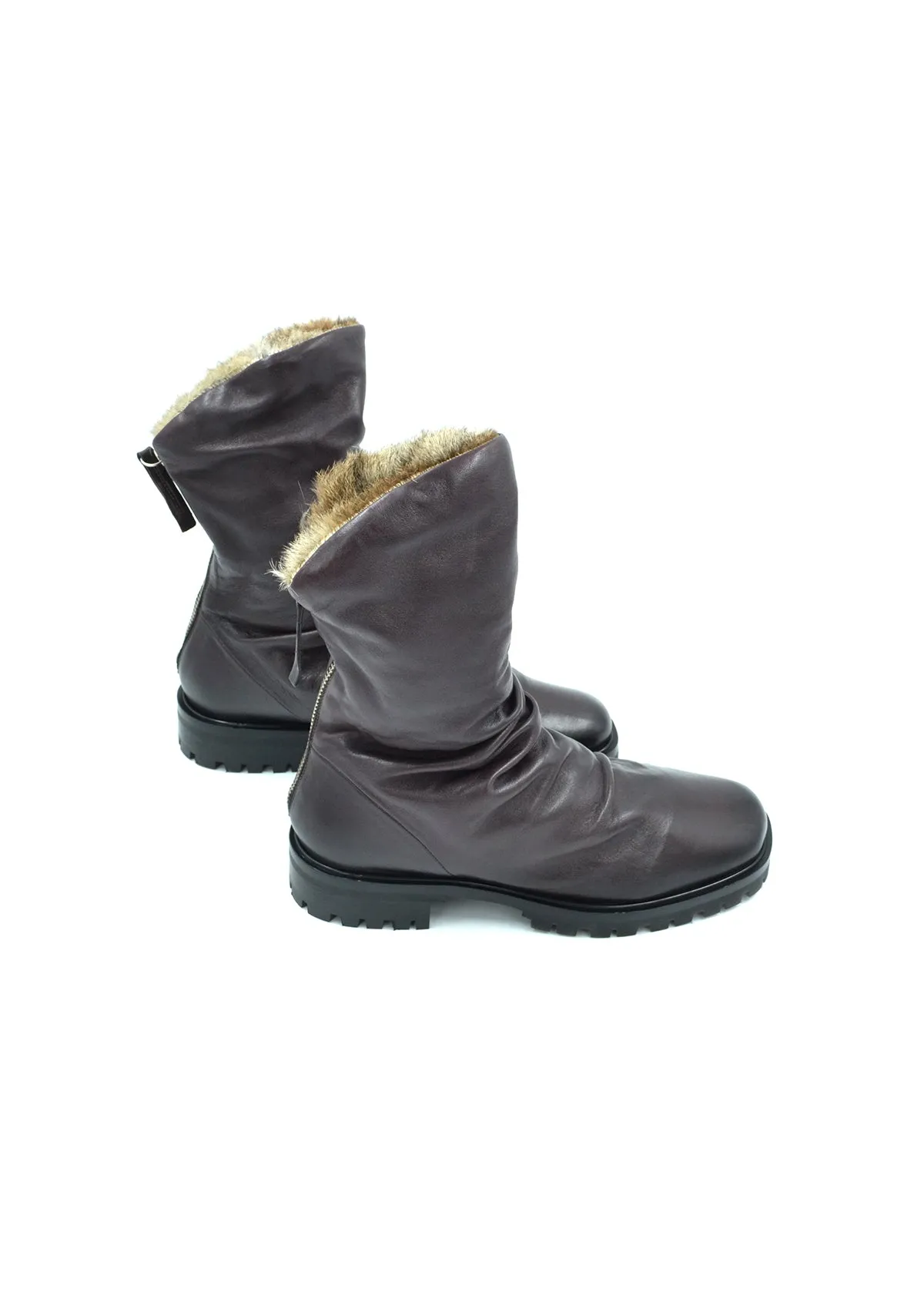 RABBIT MID-BOOTS- DARK BROWN