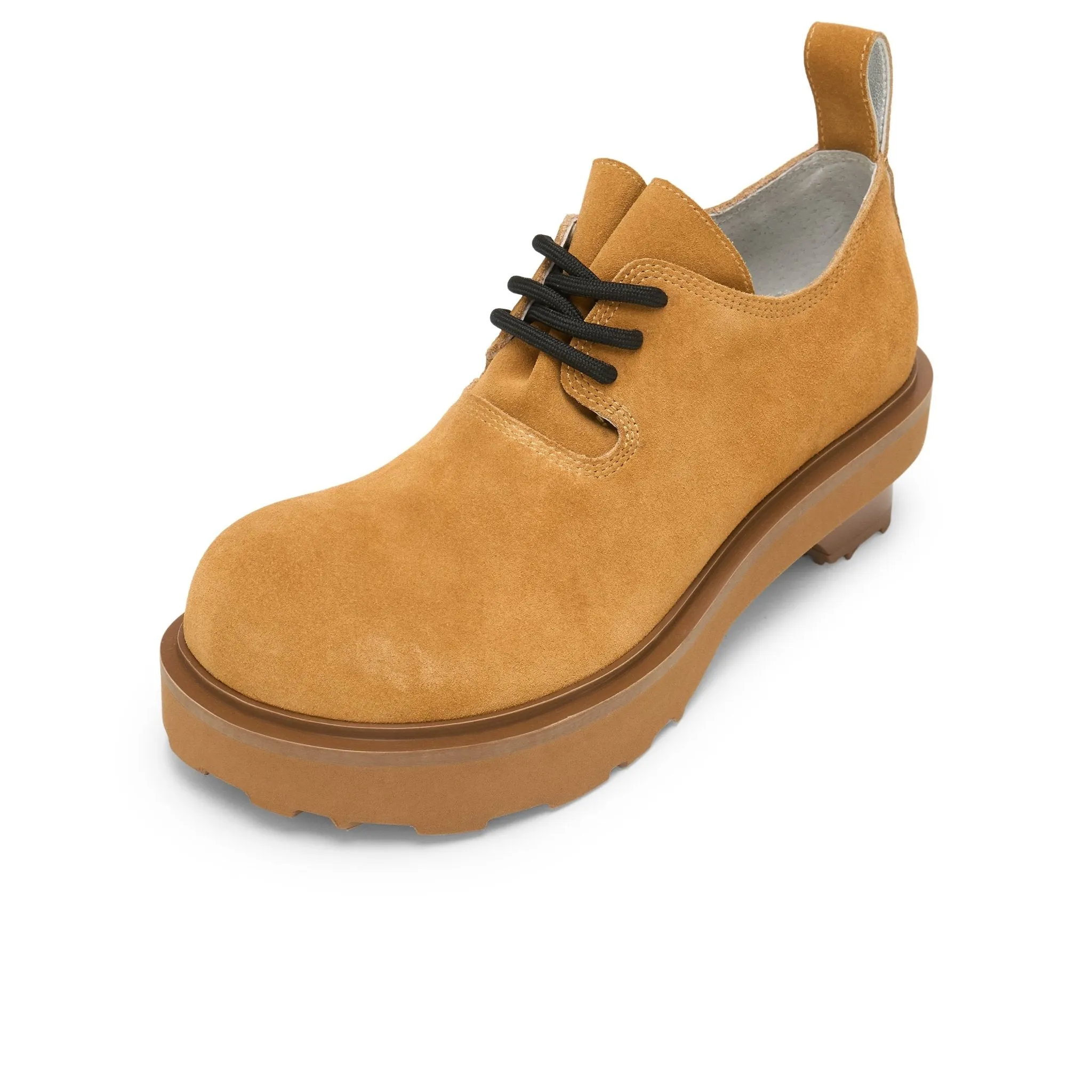 Round Toe Building Blocks With Platform Derbies In Yellow