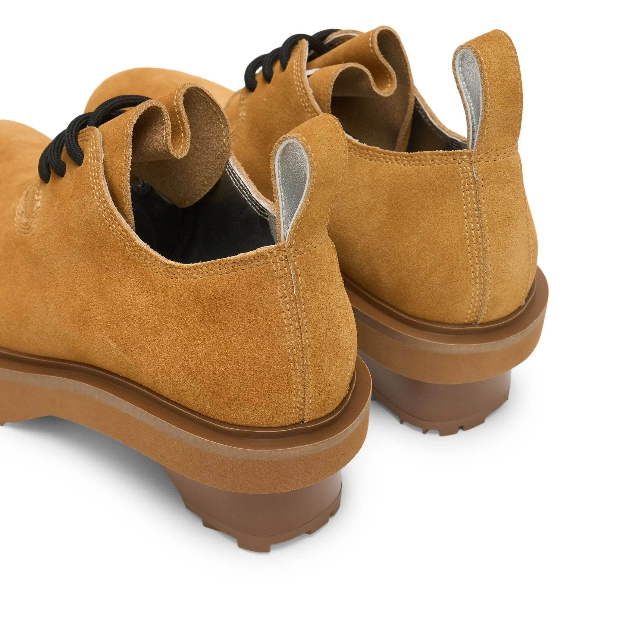 Round Toe Building Blocks With Platform Derbies In Yellow