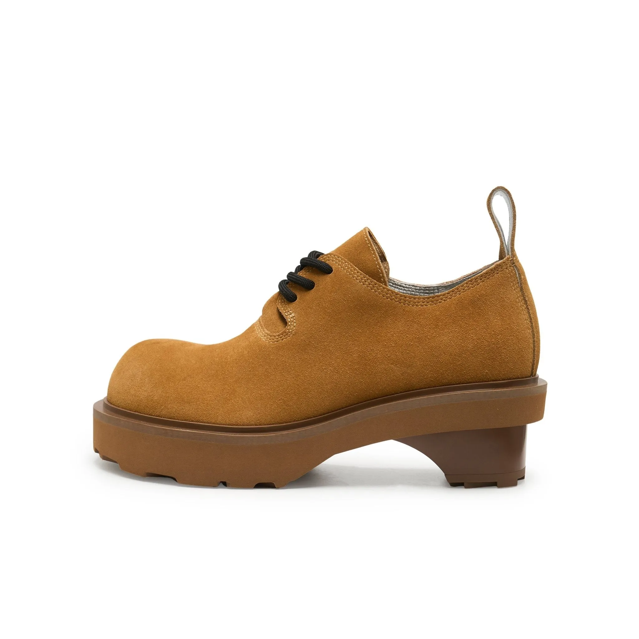 Round Toe Building Blocks With Platform Derbies In Yellow