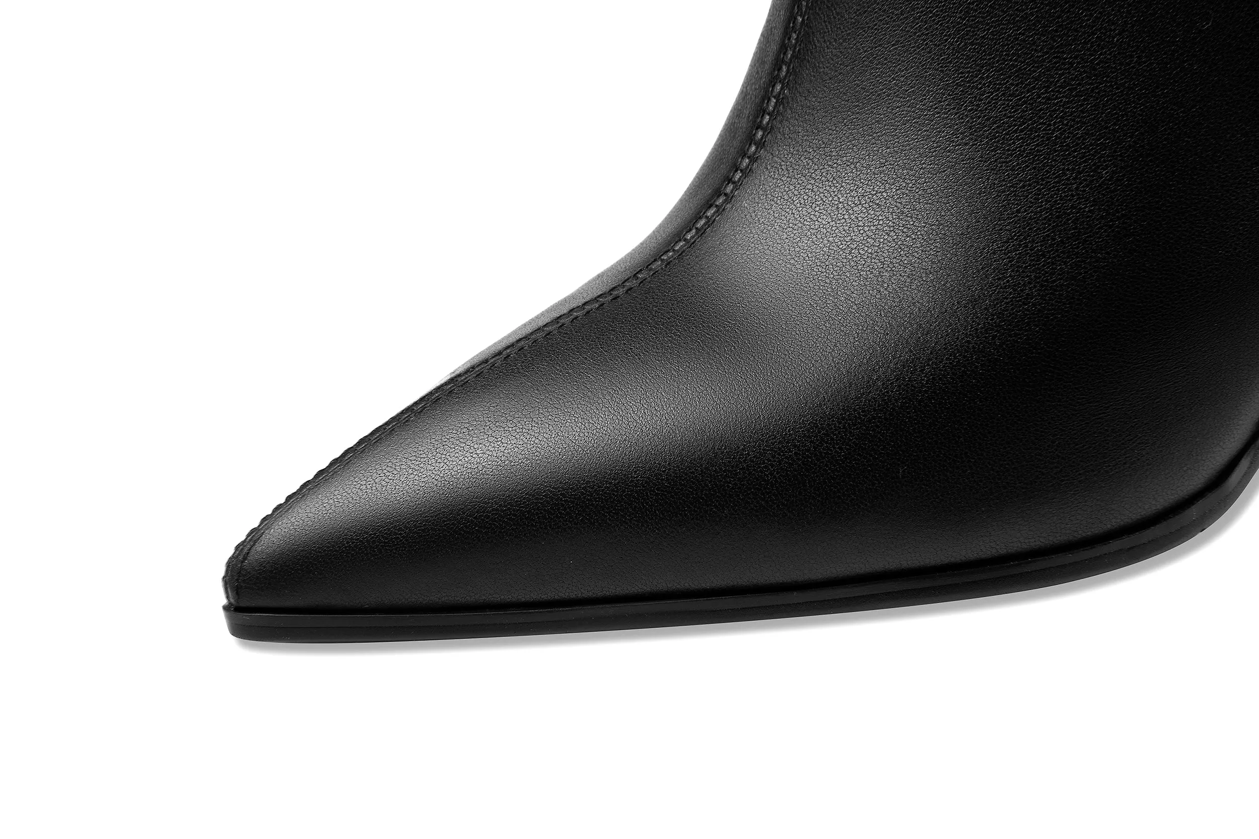 TinaCus Women's Handmade Genuine Leather Pointed Toe High Heel Back Zip Closure Ankle Boots