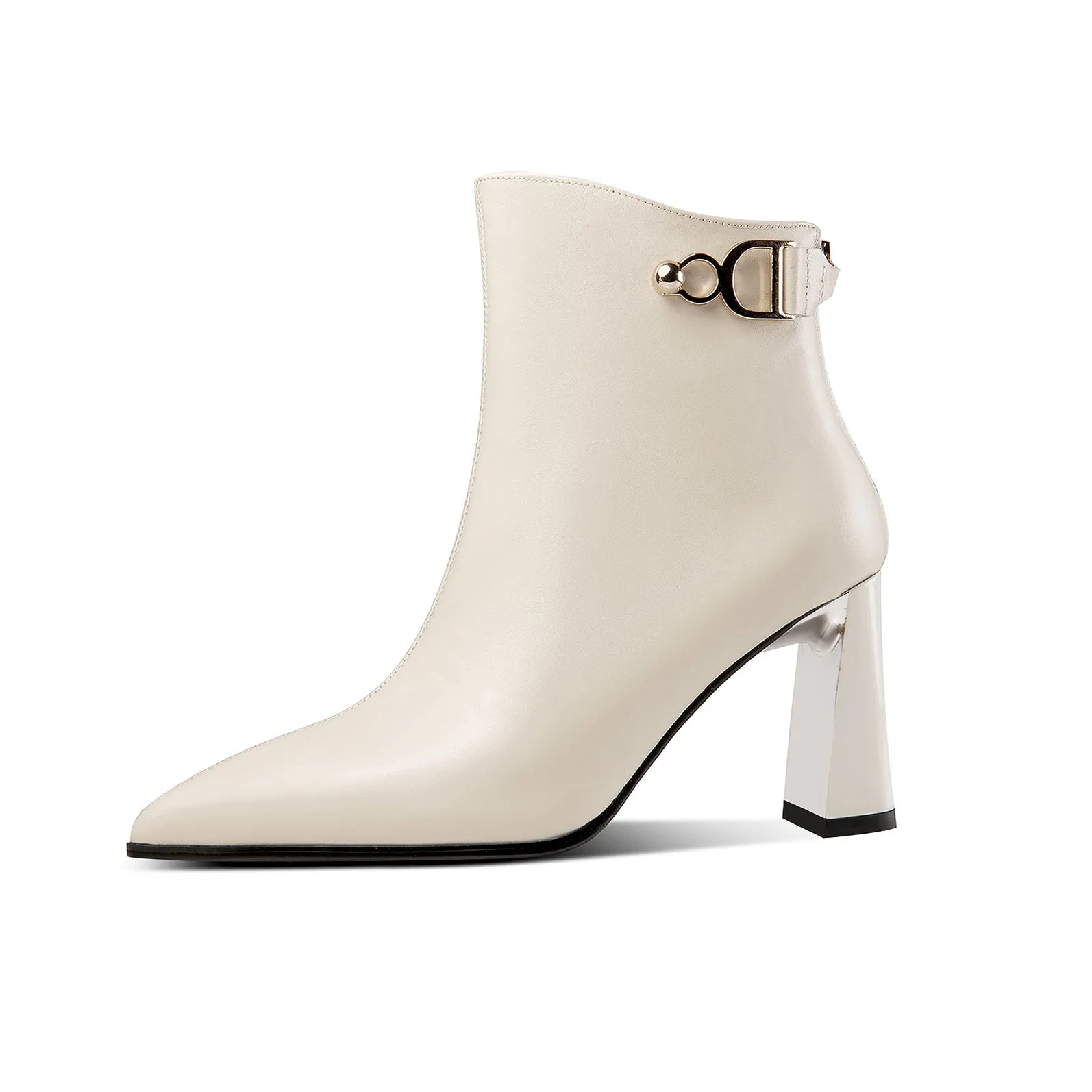 TinaCus Women's Handmade Genuine Leather Pointed Toe High Heel Back Zip Closure Ankle Boots