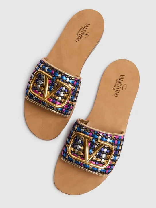 Valentino Garavani   5mm Vlogo cotton flat sandals 