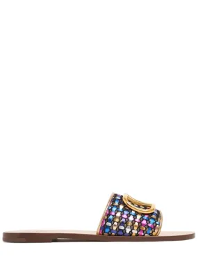 Valentino Garavani   5mm Vlogo cotton flat sandals 