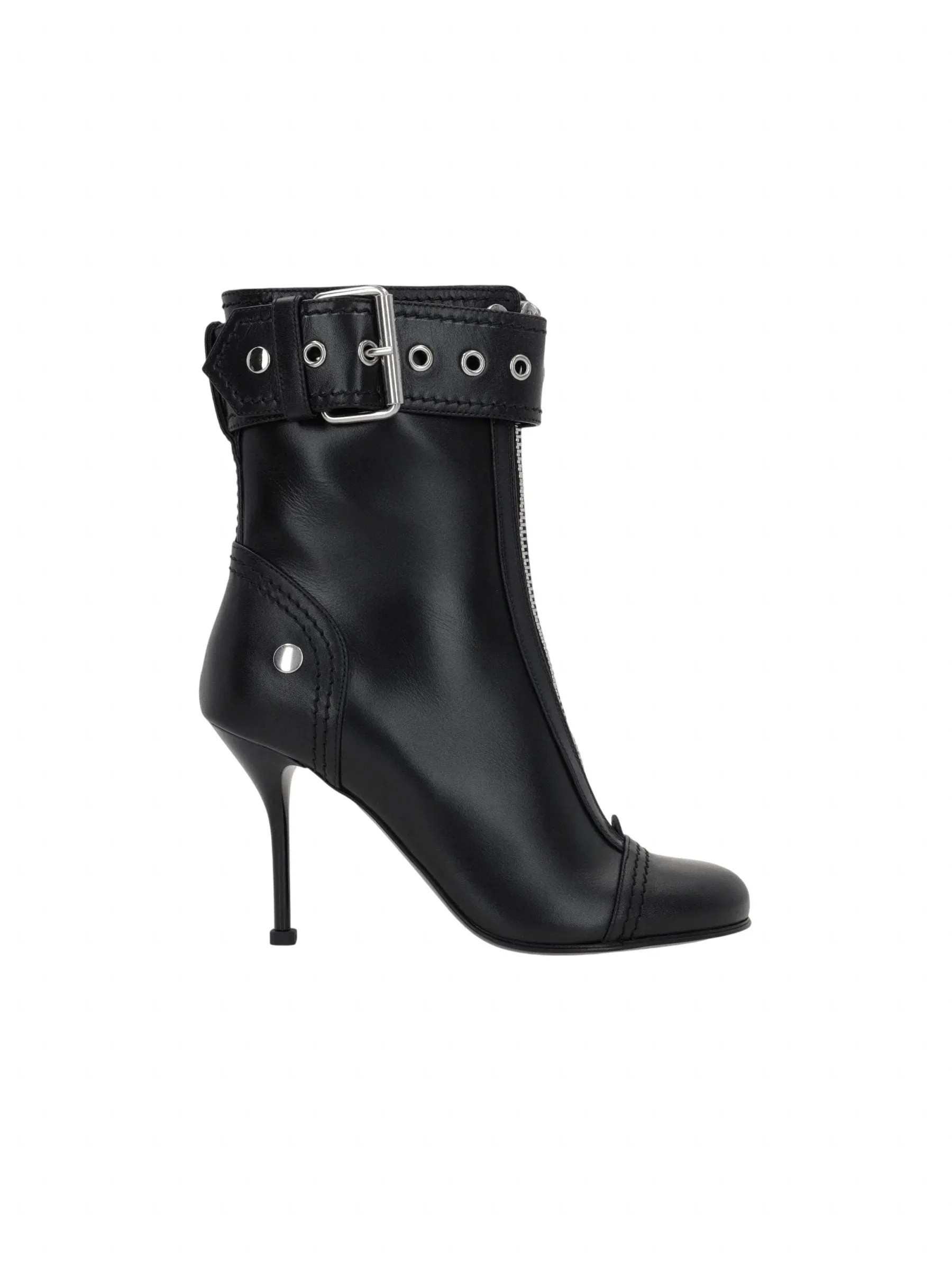 Zip-Detailed Leather Ankle Boots