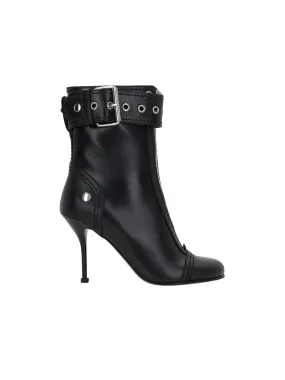 Zip-Detailed Leather Ankle Boots